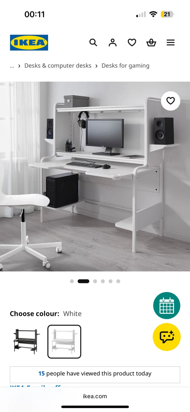 IKEA FREDDE Gaming Desk White