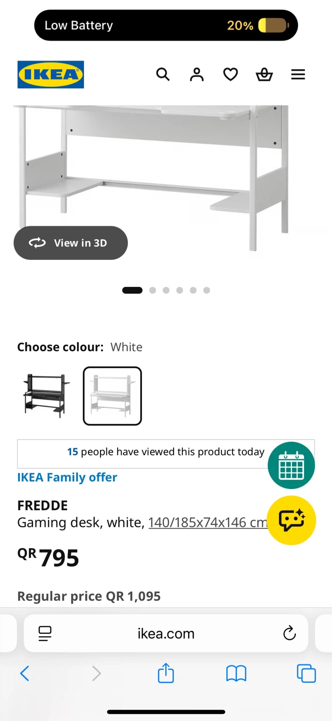 IKEA FREDDE Gaming Desk White - photo 2