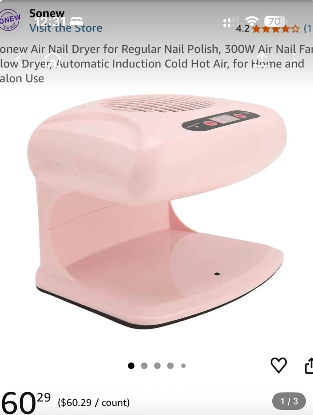 Sonew Pink Nail Dryer Fan - photo 3