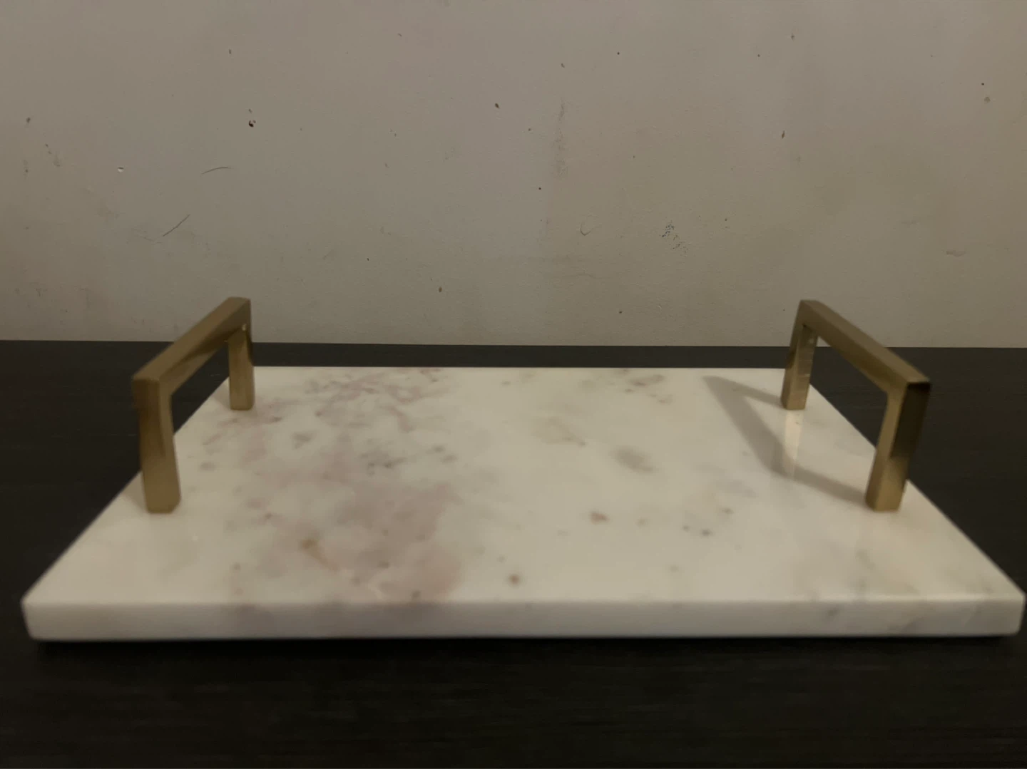 Marble Serving Tray with Gold Handles