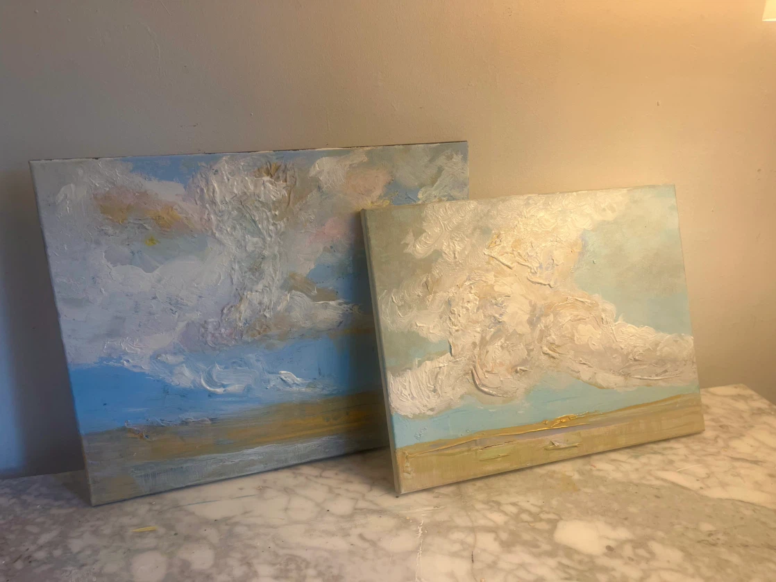Textured Cloudscape Paintings - Set of 3 - photo 4