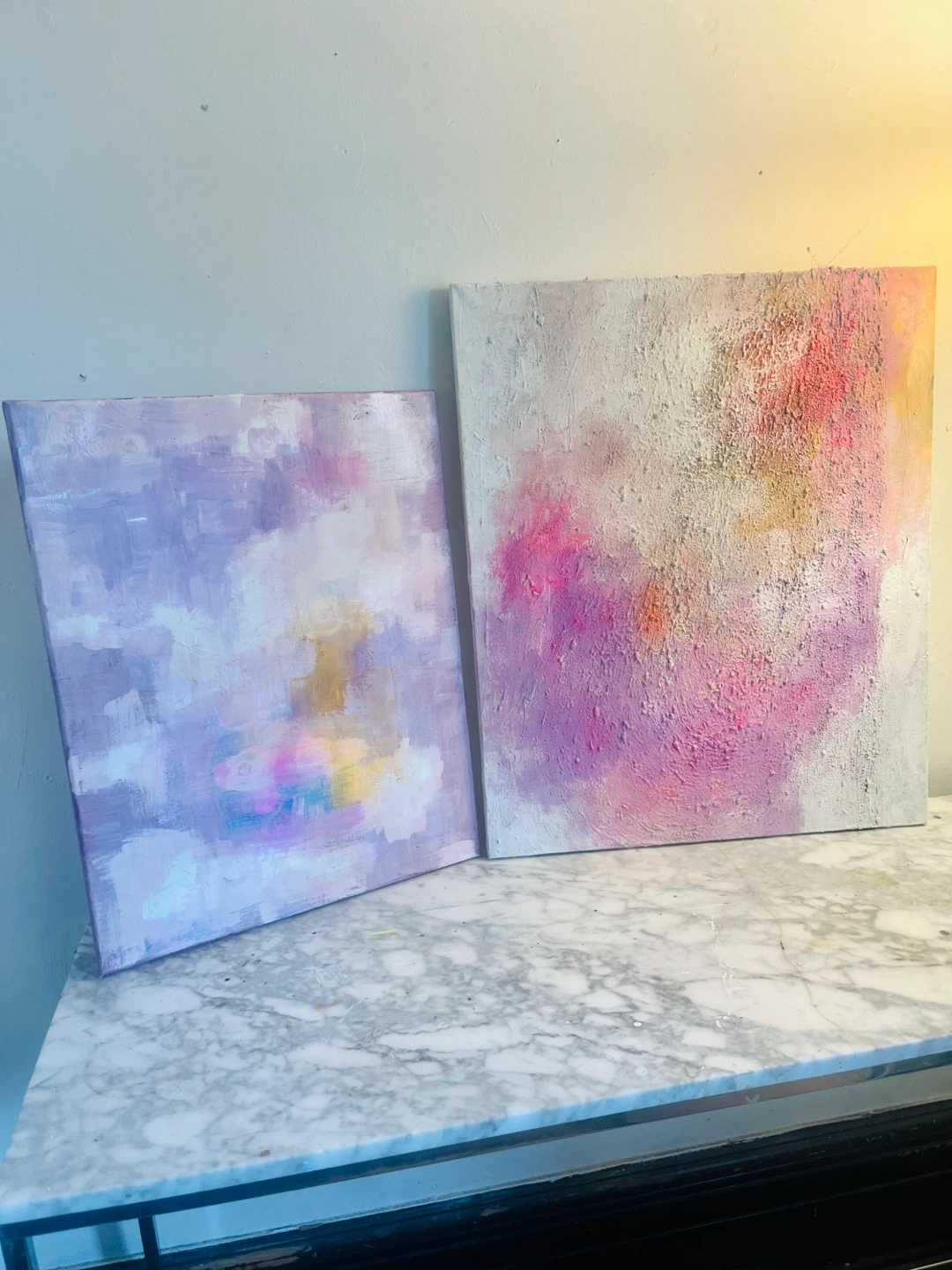 Set of 2 Abstract Canvas Art Paintings
