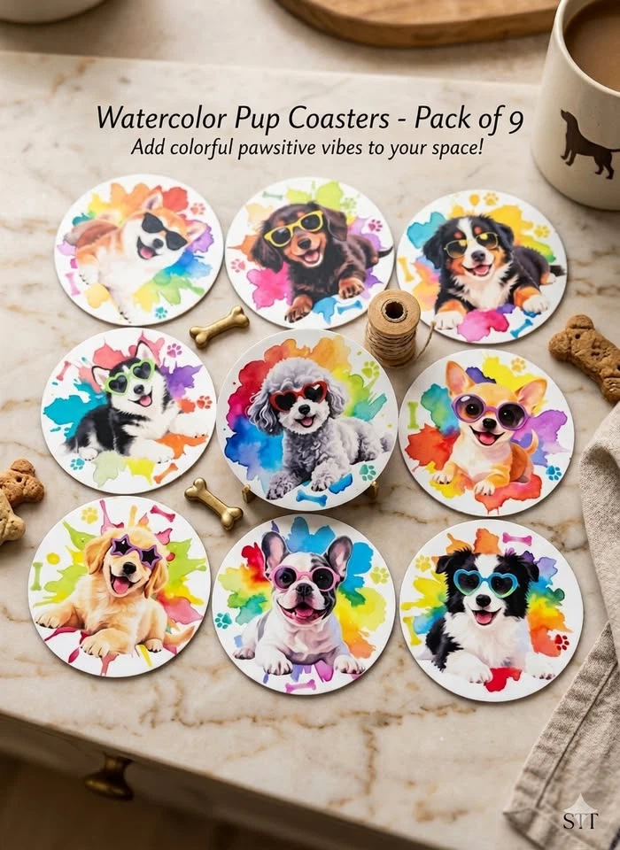 Dog Breed Coasters - Set of 9