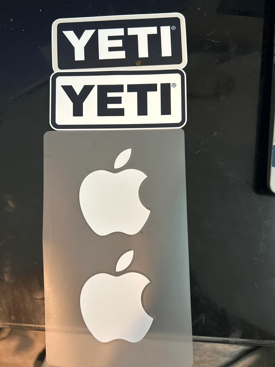 Yeti Stickers and Apple Logo Stickers