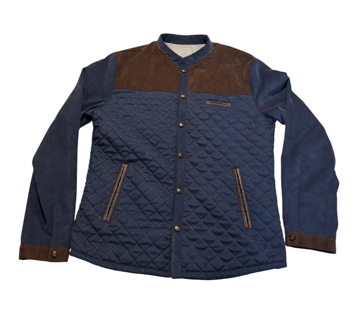 Quilted Snap Button Jacket with Suede Accents