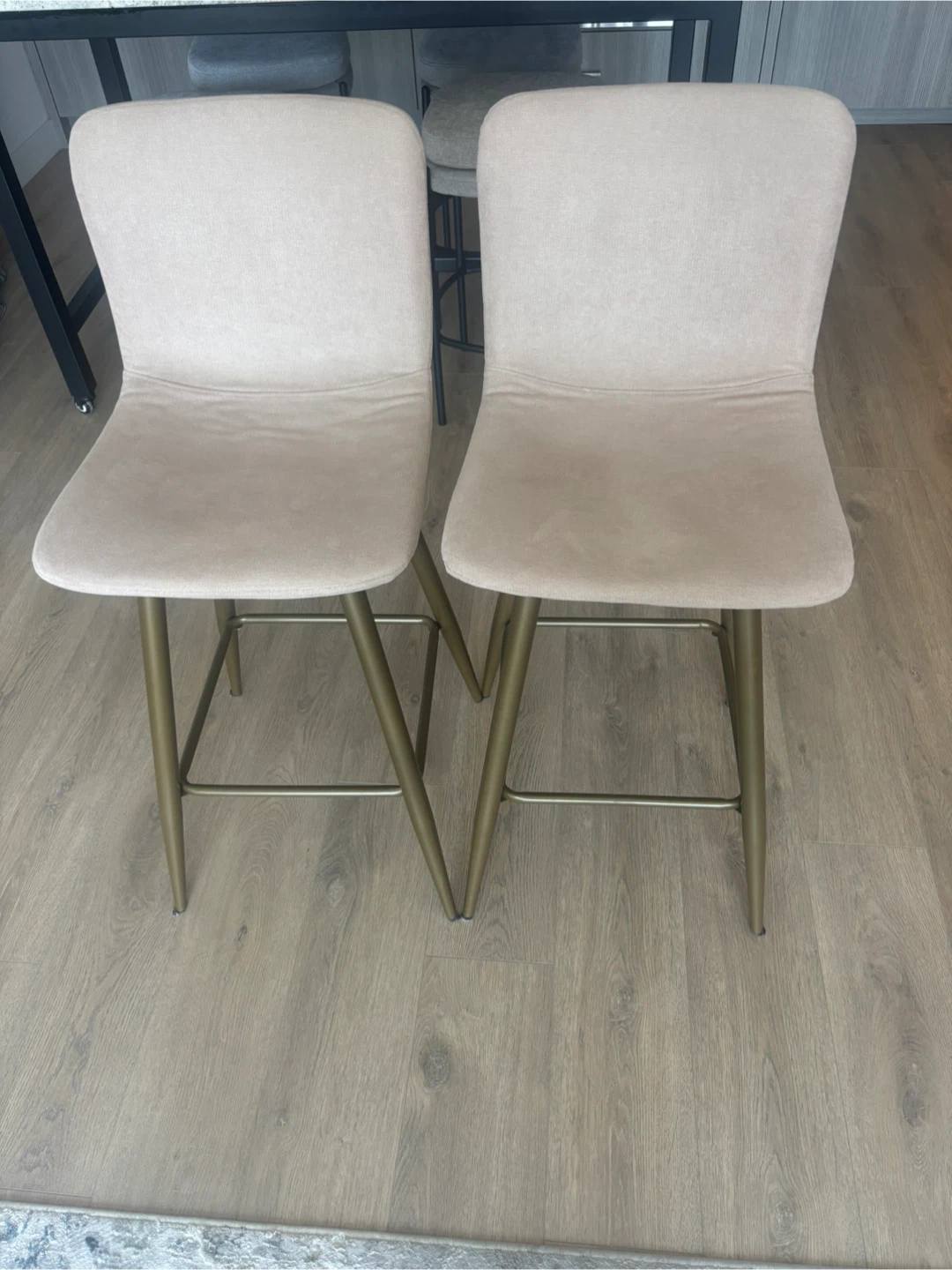 Neutral Upholstered Bar Stools - Set of 2