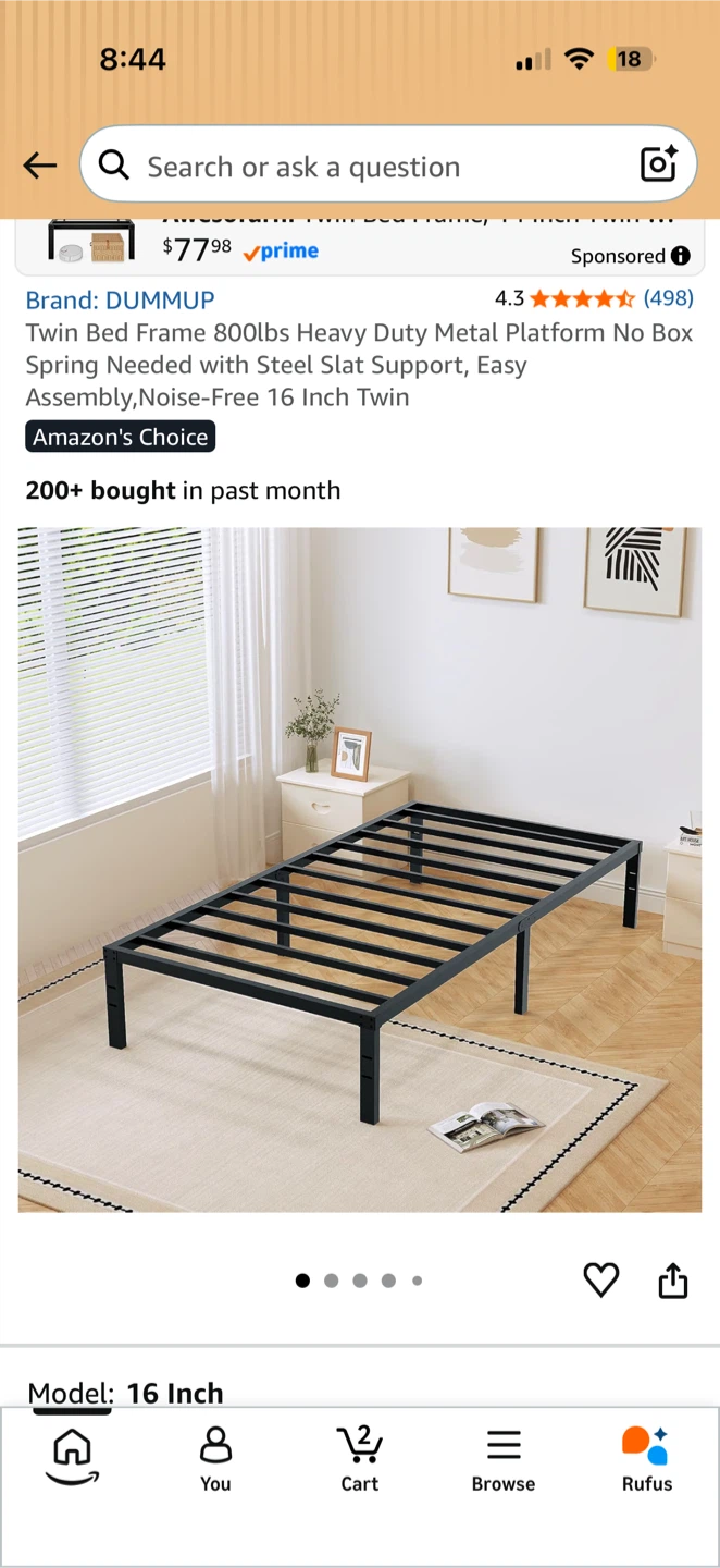 Twin Metal Bed Frame – Like New – $45 - photo 2