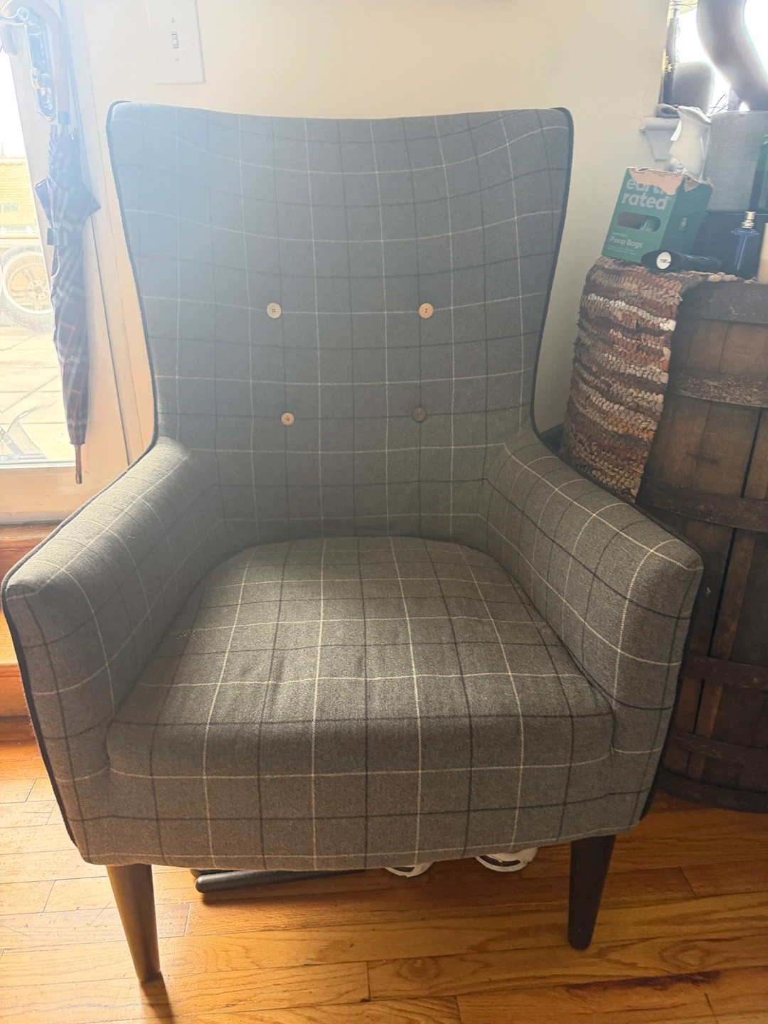 Gray Plaid Accent Chair - photo 2