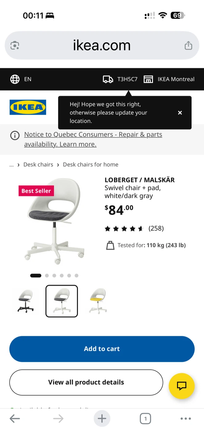 Moving sale Ikea Swivel Desk Chair - Excellent Condition