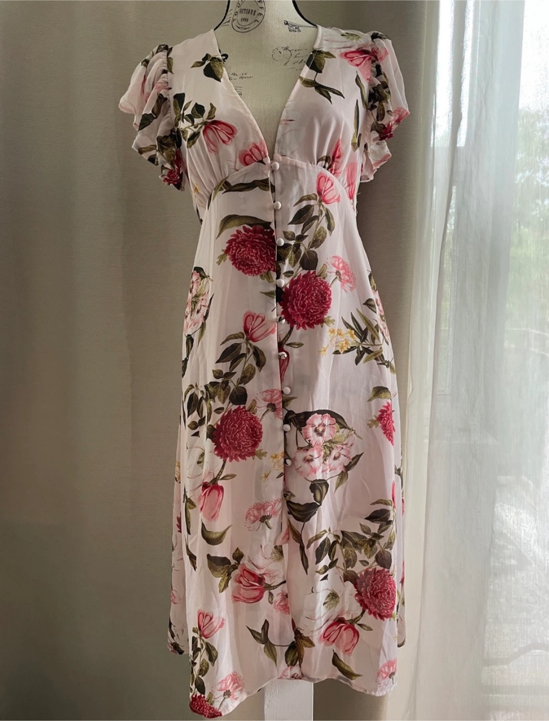 Forever 31 Floral Print Midi Dress with Belt