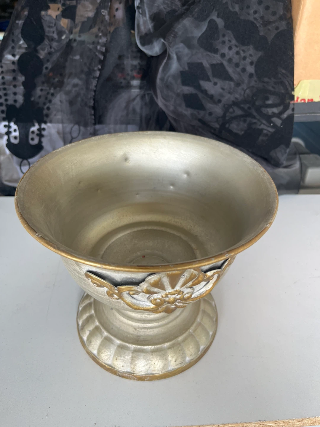 Decorative Pedestal Bowl - Gold and Silver - photo 2