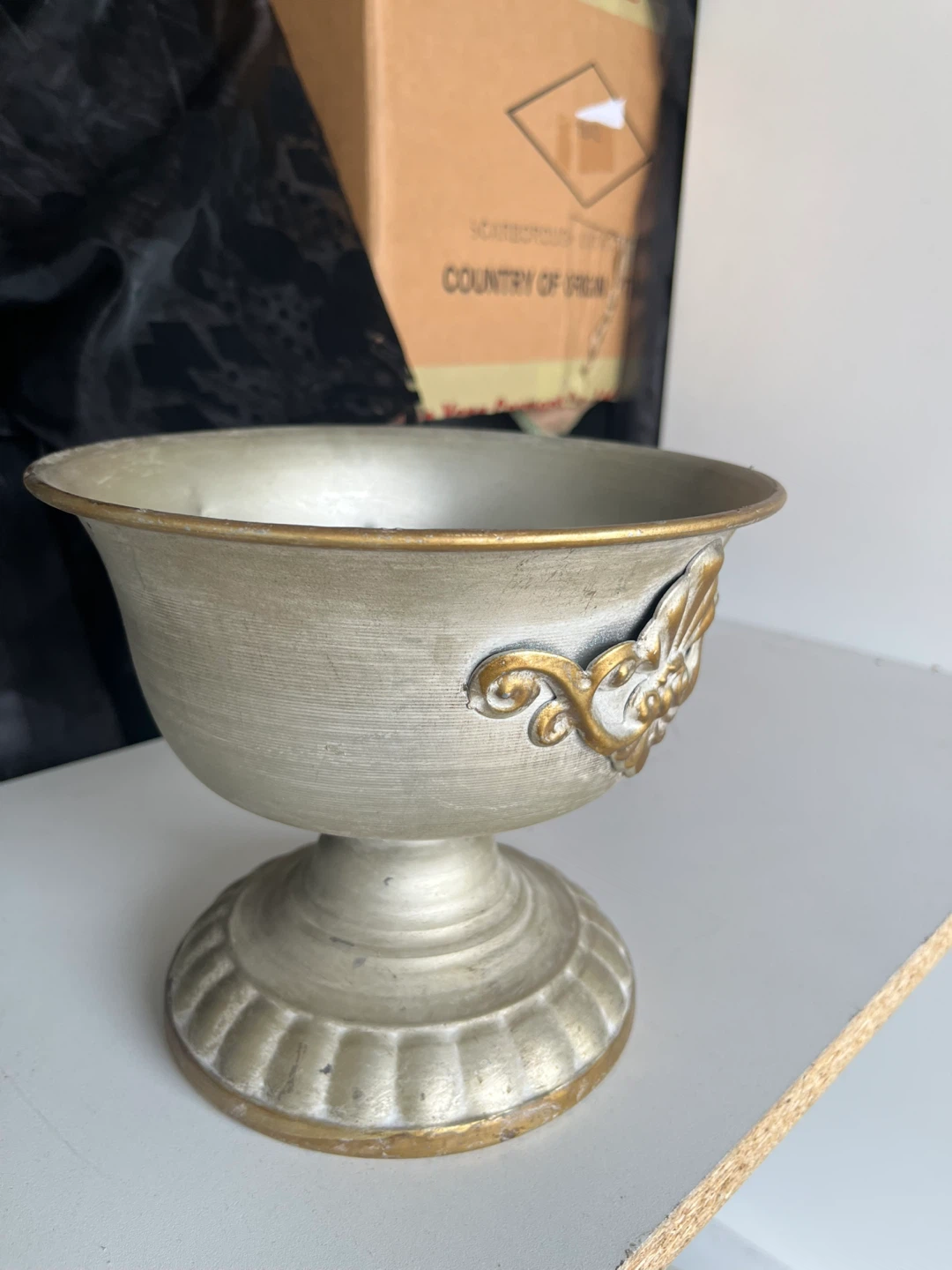 Decorative Pedestal Bowl - Gold and Silver - photo 3