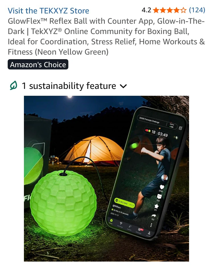 TekXYZ GlowFlex Reflex Ball - photo 4