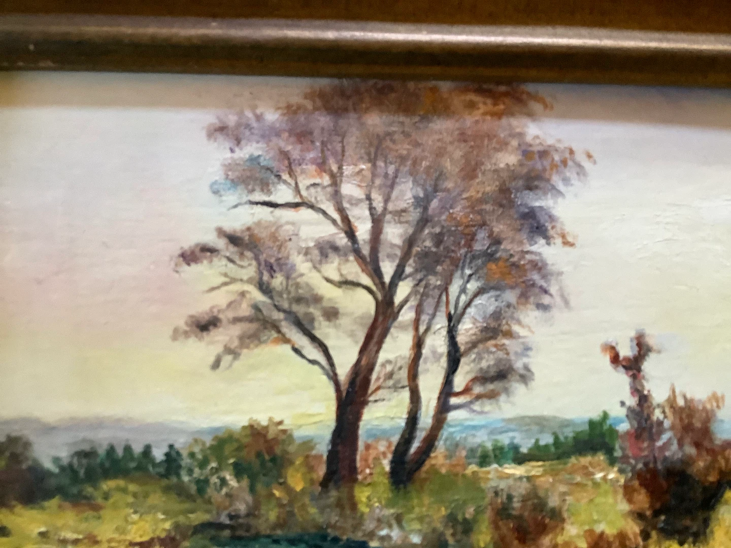 Antique Landscape Acrylic Ptg Ornate Gold Coloured Wd Frame 🐞 - photo 3