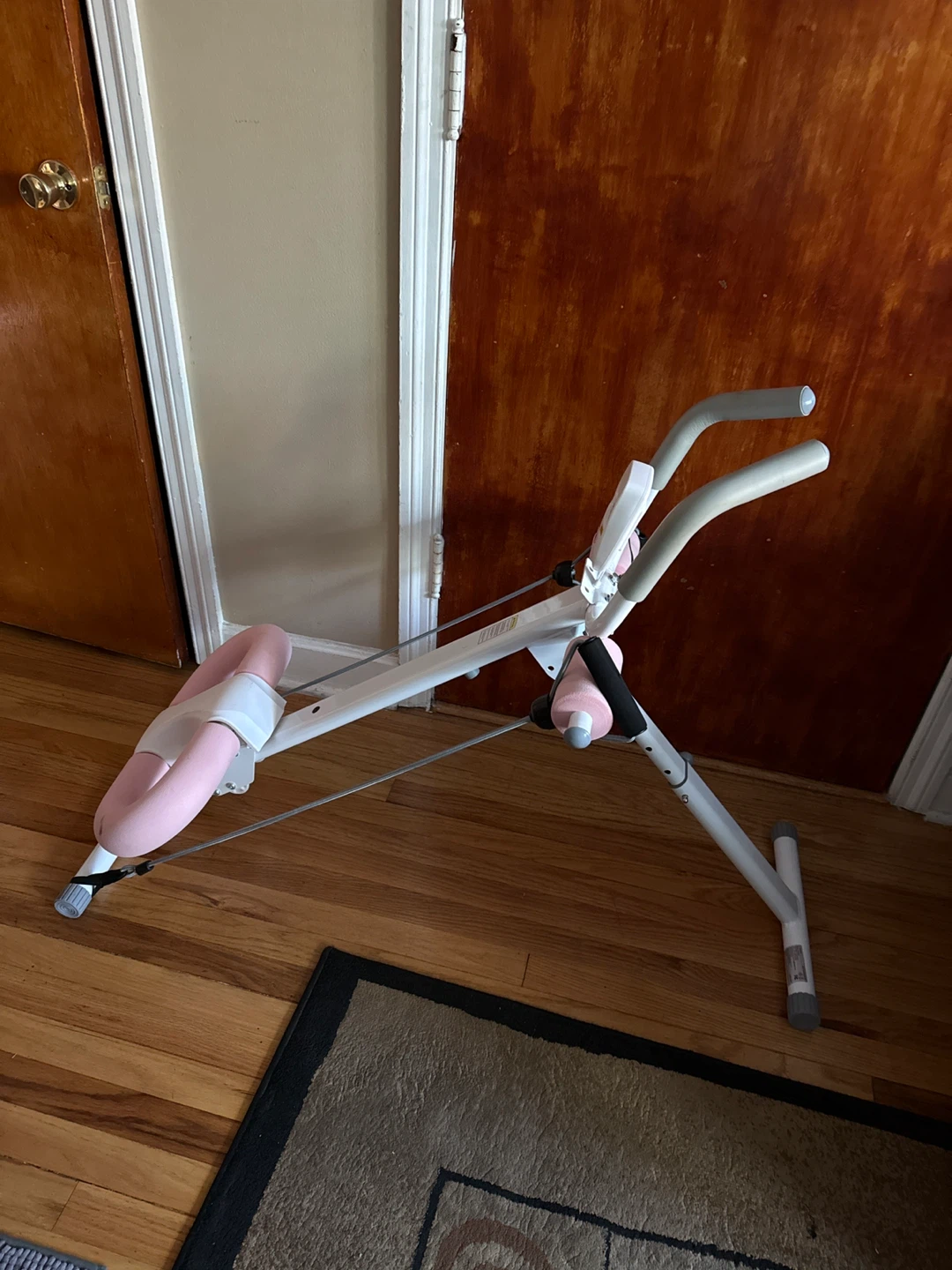 White and Pink Exercise Bike with Digital Monitor