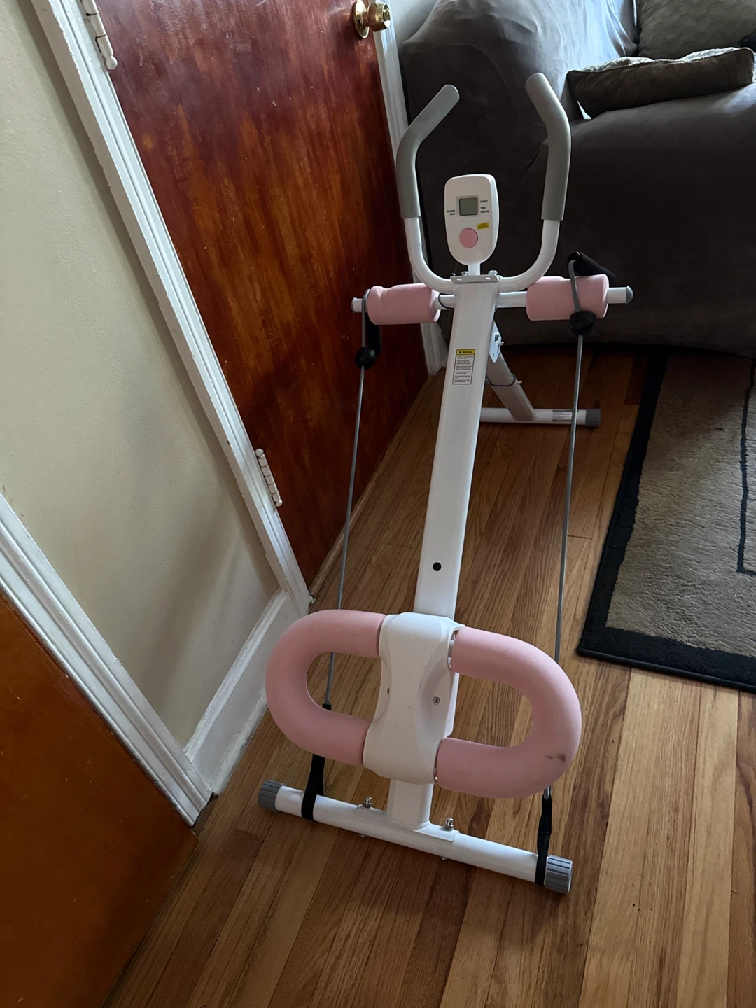 White and Pink Exercise Bike with Digital Monitor - photo 2