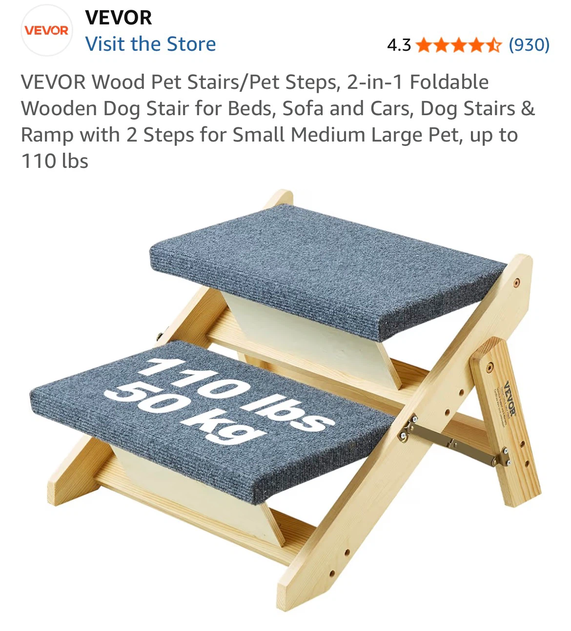 Foldable Wooden Pet Stairs