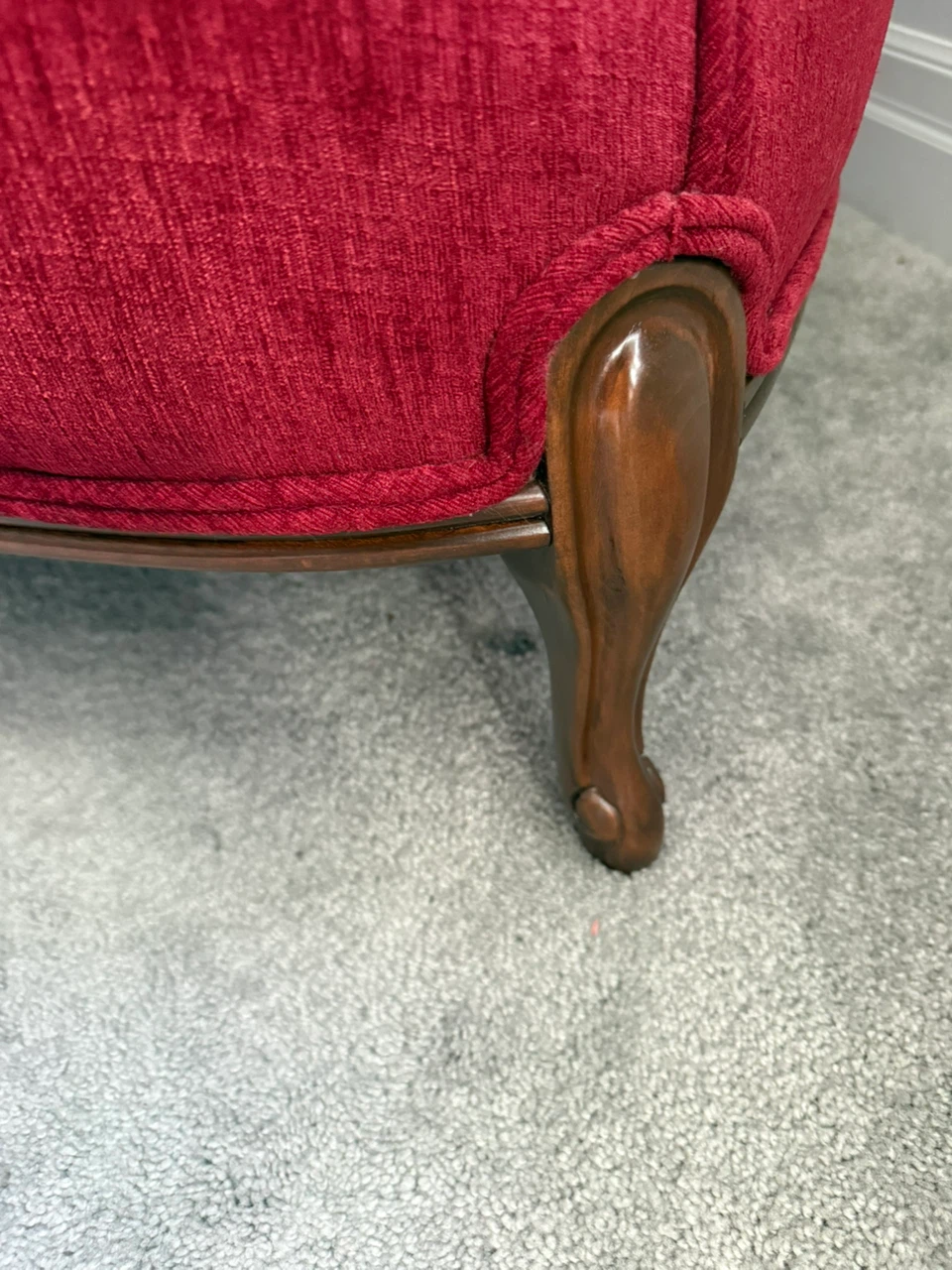 Red Accent Chair with Tufted Back