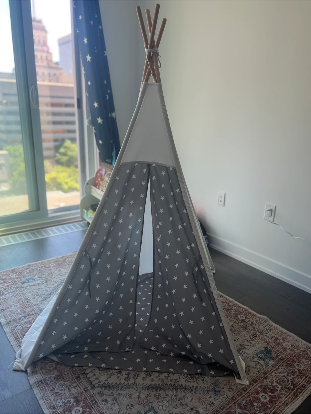 Kids Teepee Play Tent with Wooden Poles