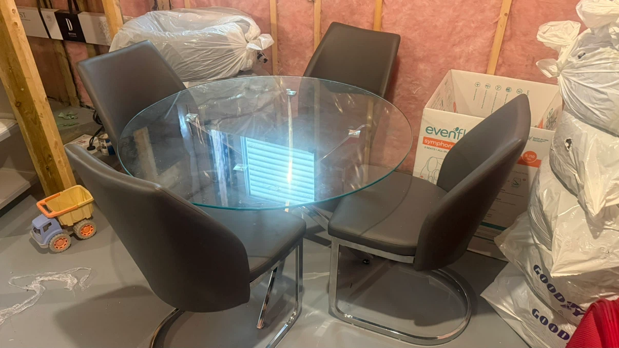 Glass Dining Table with 4 Chairs