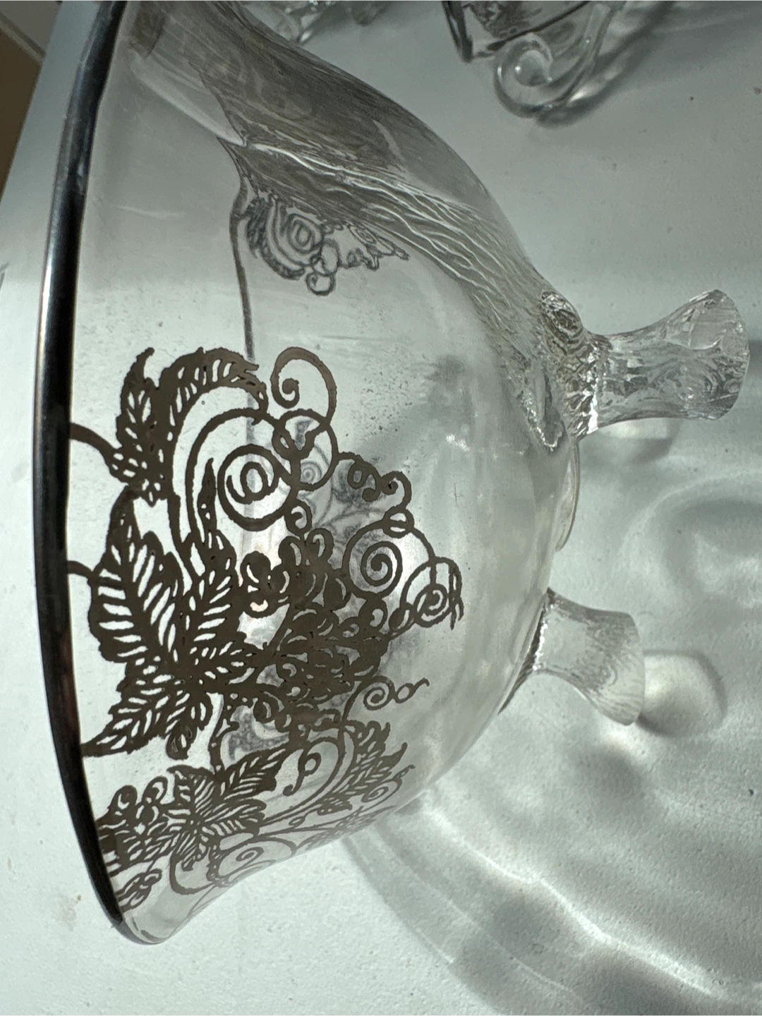 Vintage Glass Creamer, Sugar Bowl, and Bowl Set with Silver Trim - photo 4