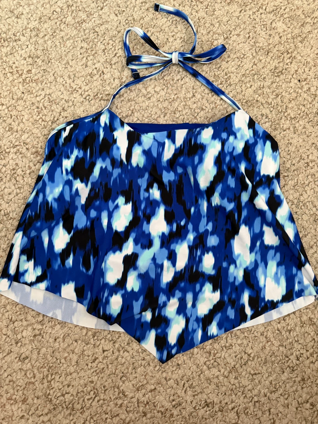 NWT WOMENS MEDIUM 8-10 TANKINI SWIM TOP BLUE TIE DYE