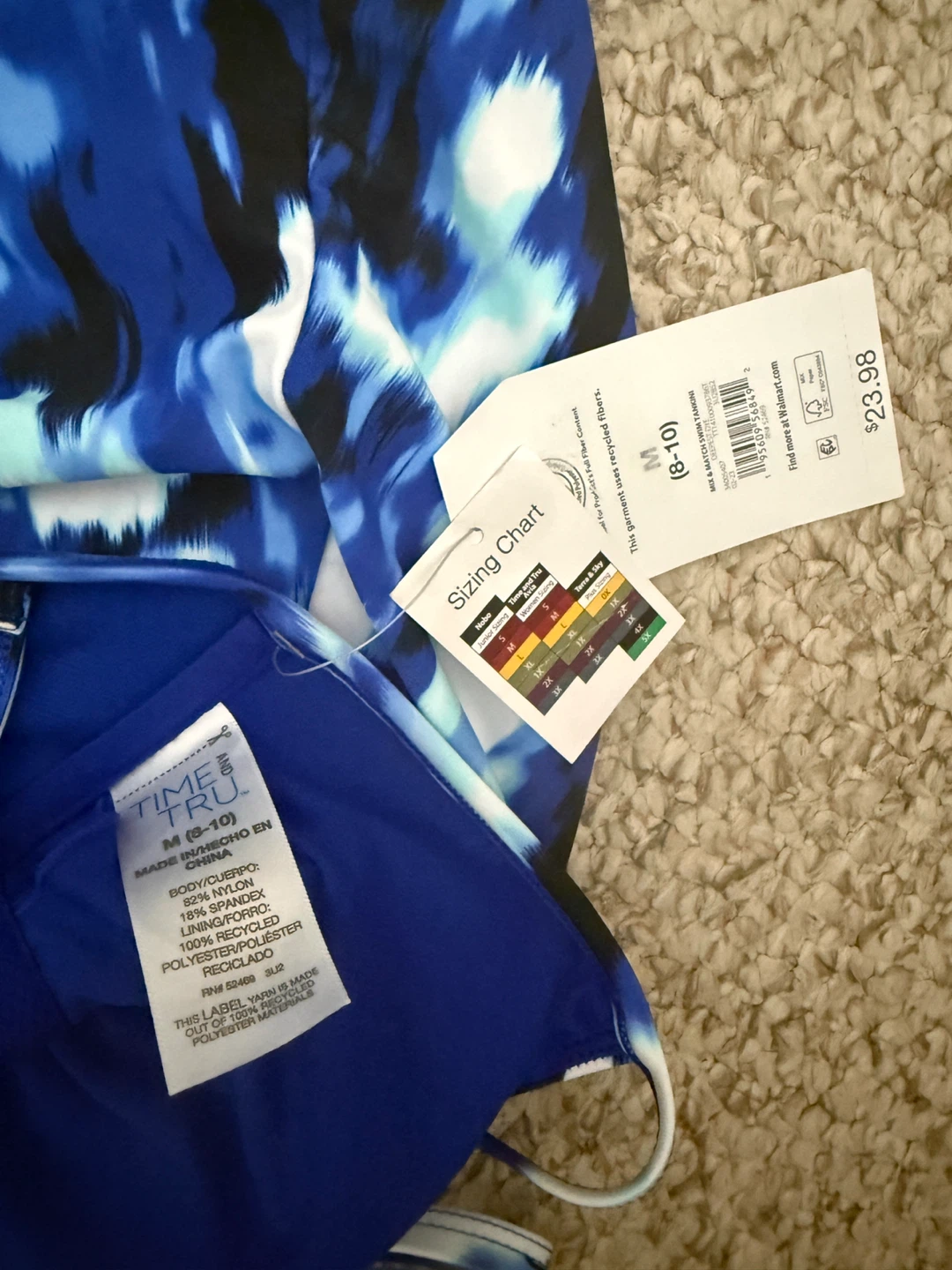 NWT WOMENS MEDIUM 8-10 TANKINI SWIM TOP BLUE TIE DYE - photo 4
