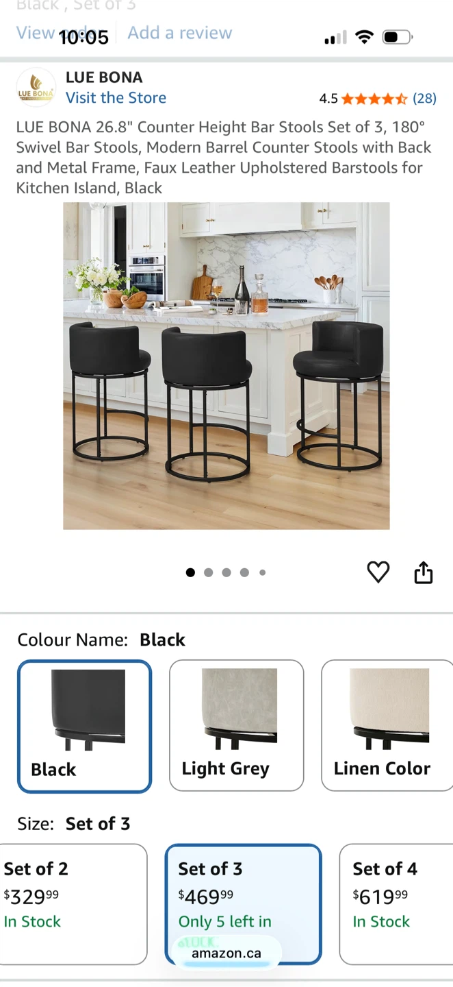 Counter Height Swivel Bar Stools - Set of 3