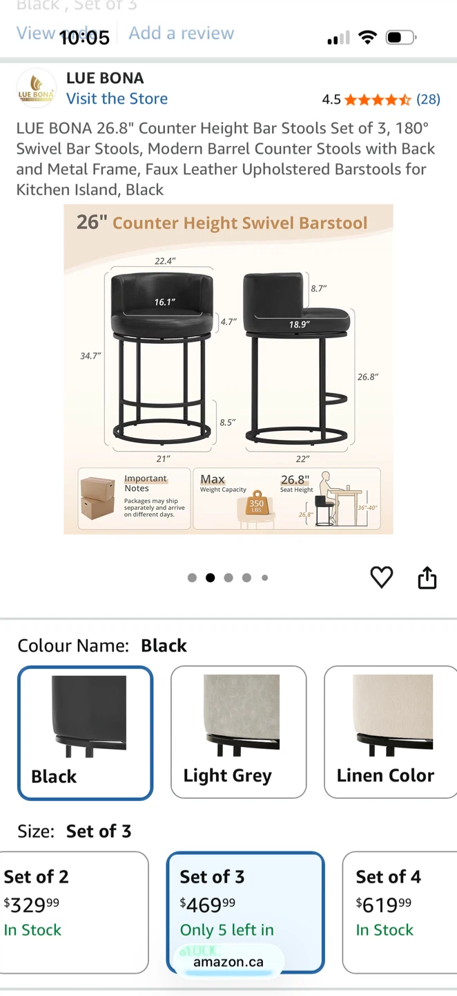 Counter Height Swivel Bar Stools - Set of 3 - photo 2