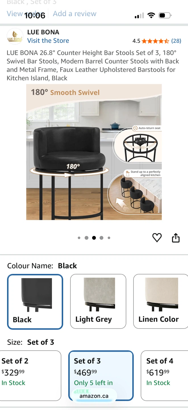 Counter Height Swivel Bar Stools - Set of 3 - photo 3