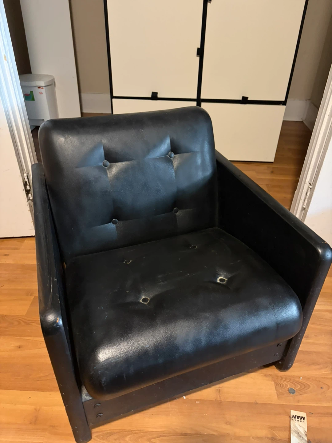 Black Accent Chair Leather (Painted Black)