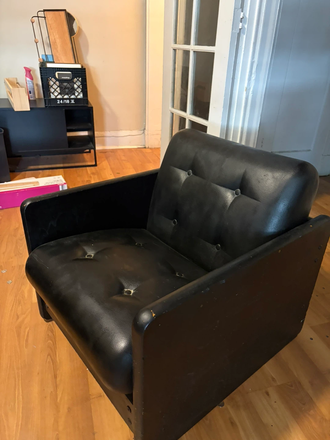 Black Accent Chair Leather (Painted Black) - photo 2