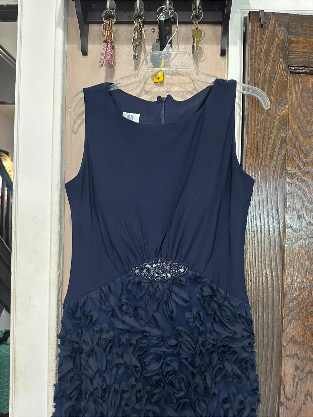 Patra Navy Blue Embellished Ruffle Dress - photo 2