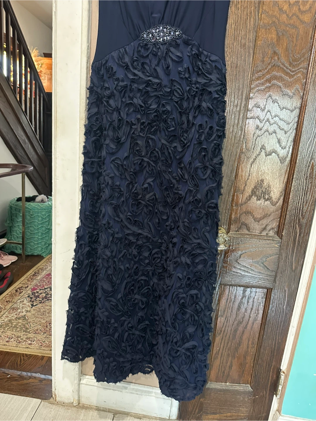 Patra Navy Blue Embellished Ruffle Dress - photo 5