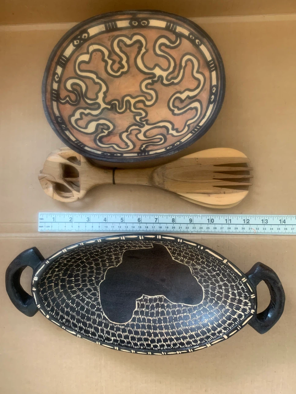 Vintage Hand-Carved African Folk Art Wooden Serving Pieces - photo 5