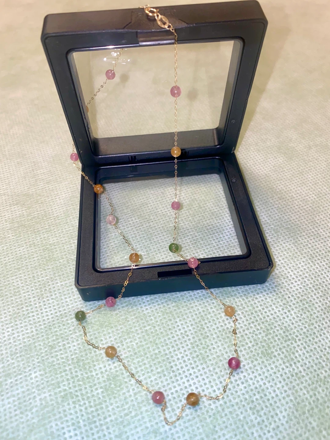 18 K Gold  necklace with Tourmaline stones
