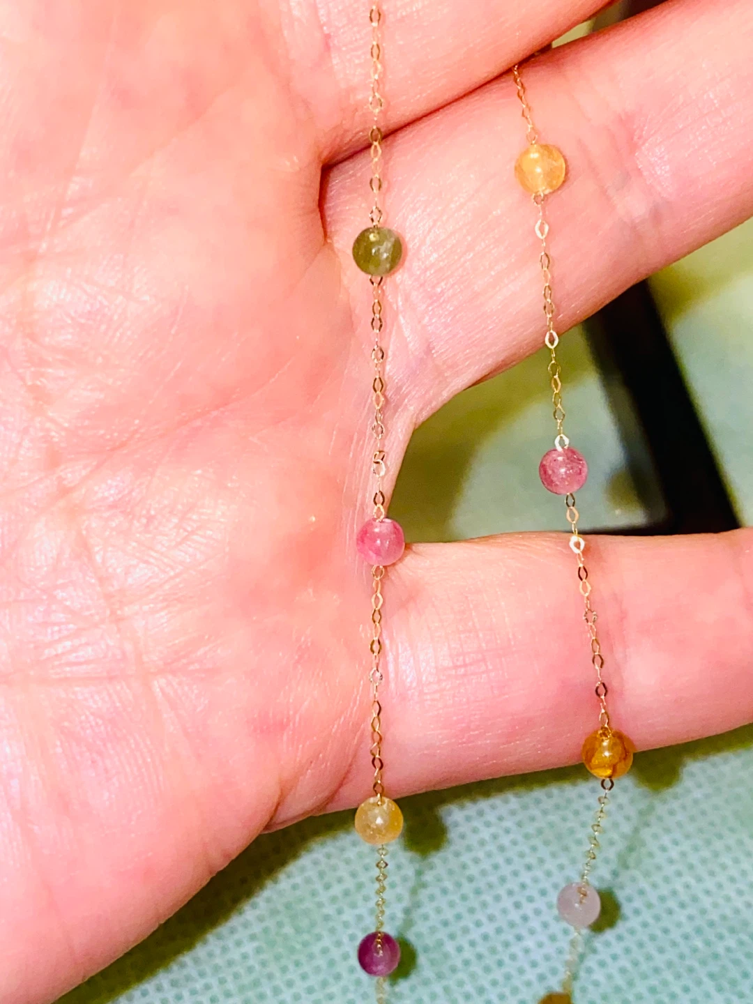 18 K Gold  necklace with Tourmaline stones - photo 2