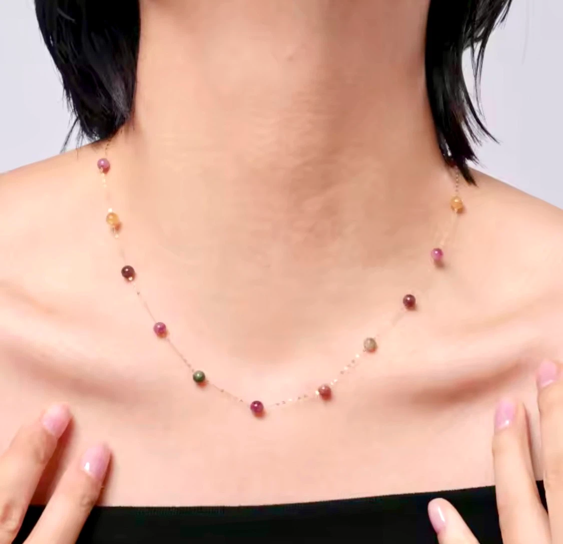 18 K Gold  necklace with Tourmaline stones - photo 4