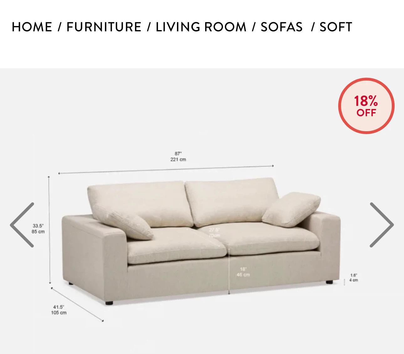 Structube Soft 3-Seater Sofa