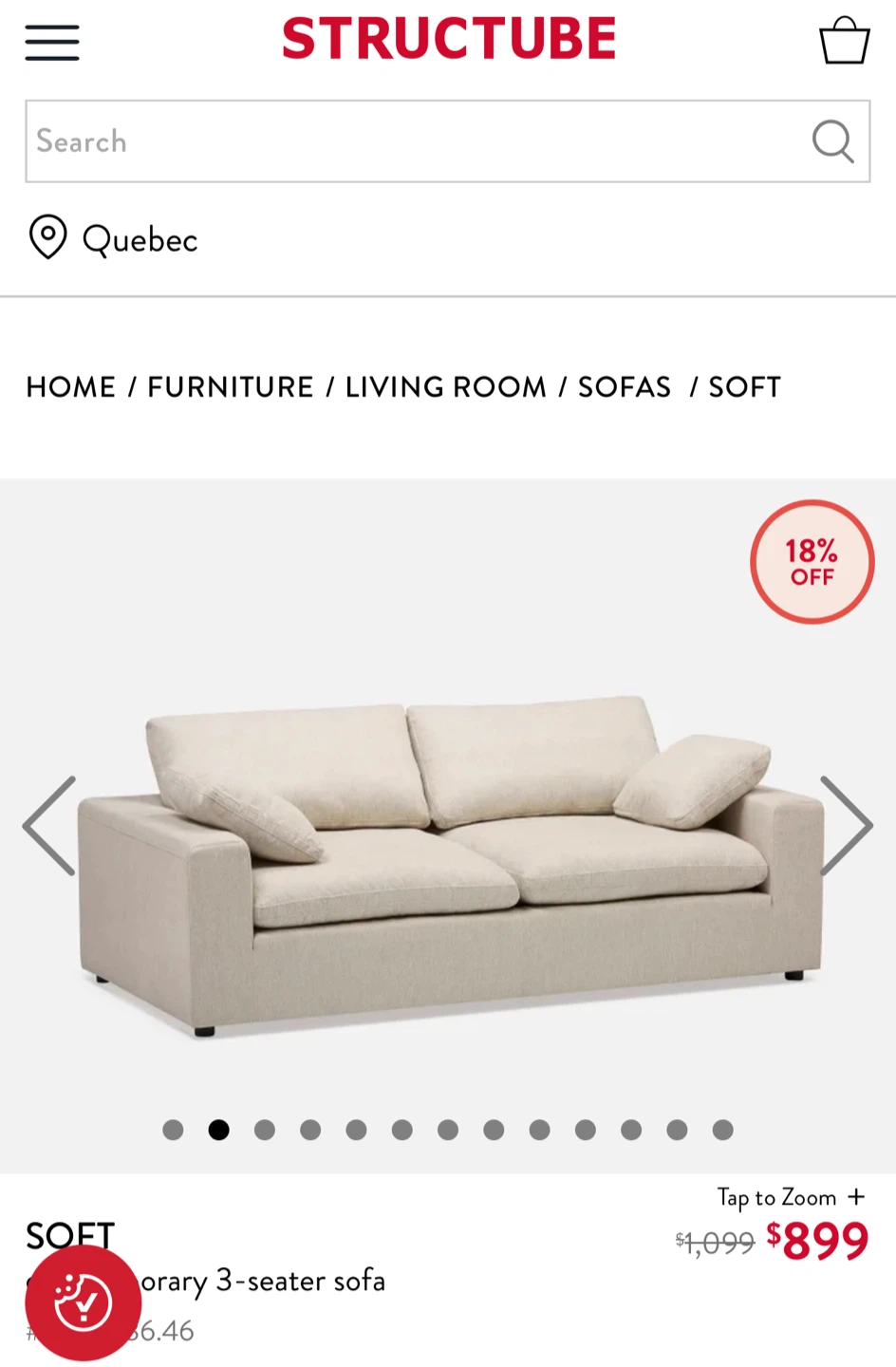 Structube Soft 3-Seater Sofa - photo 3