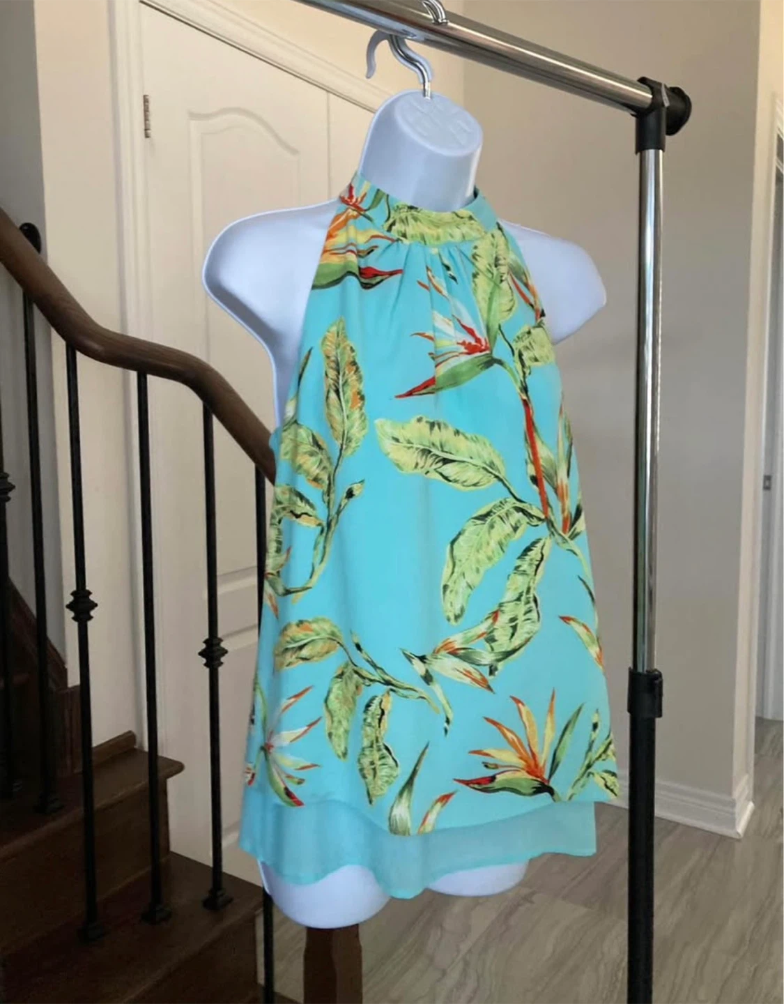 Light Blue Floral Halter Top