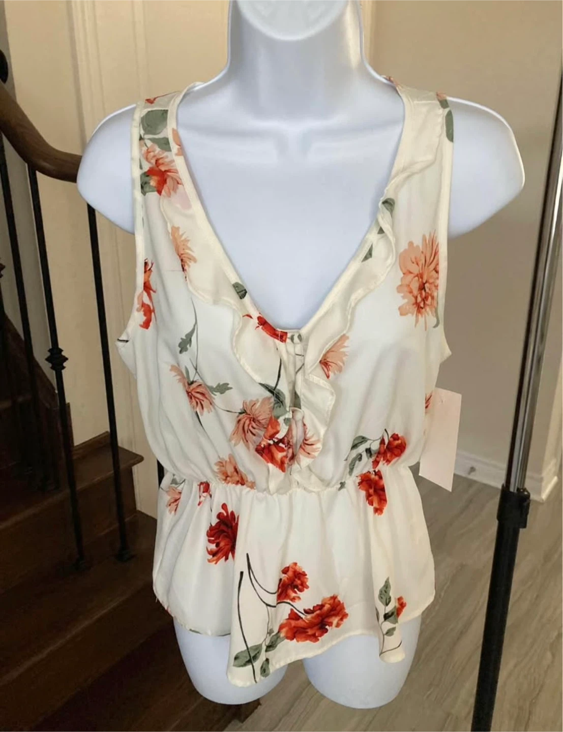 Women's Floral Ruffle Tank Top - XS - photo 2
