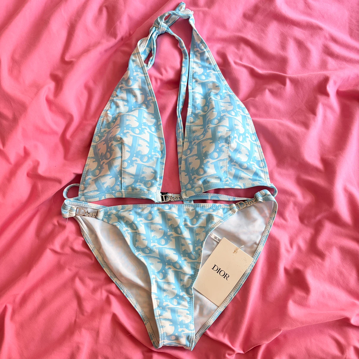BNWT Monogram Lux Bikini With Rhinestone Details Size L