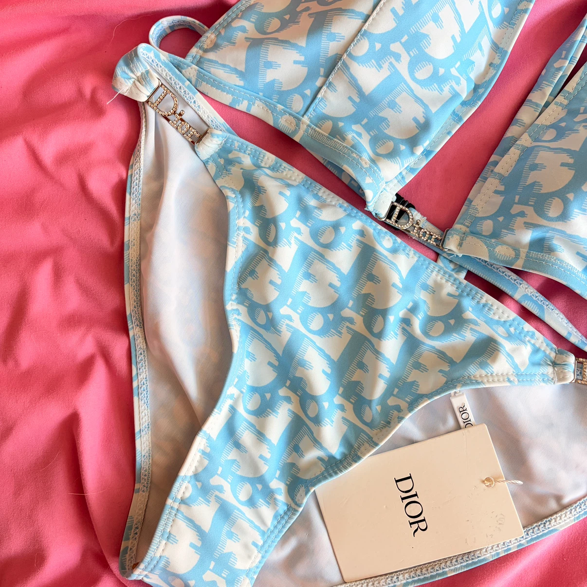BNWT Monogram Lux Bikini With Rhinestone Details Size L - photo 2