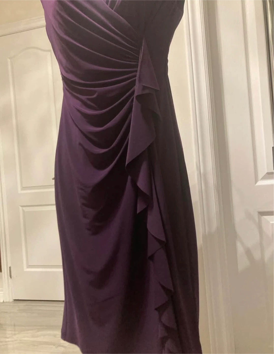 Purple Cap Sleeve Ruched Sheath Dress - photo 2