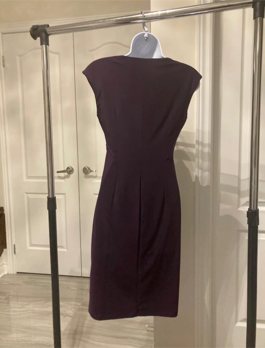 Purple Cap Sleeve Ruched Sheath Dress - photo 5