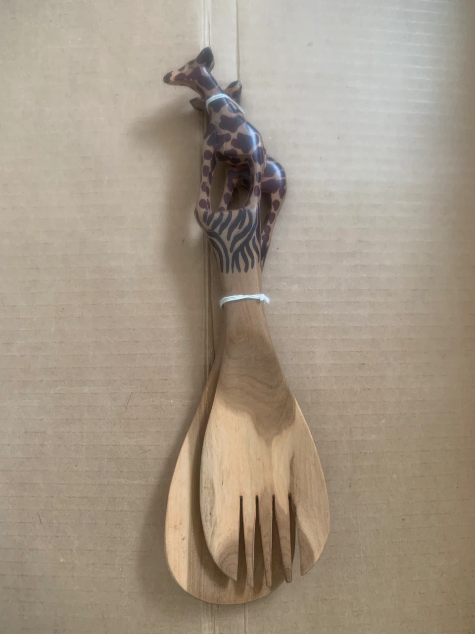 Vintage Hand-carved African folk art wooden serving set - photo 2