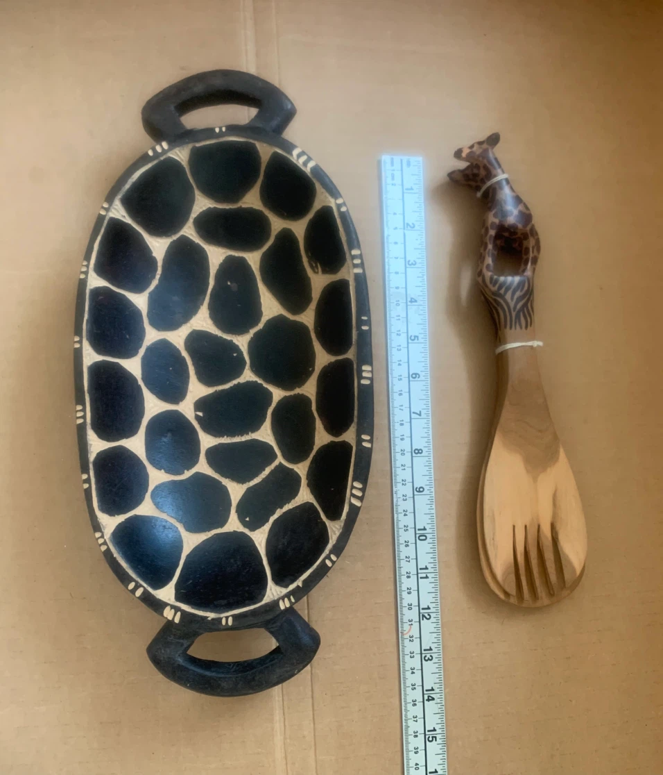 Vintage Hand-carved African folk art wooden serving set - photo 4