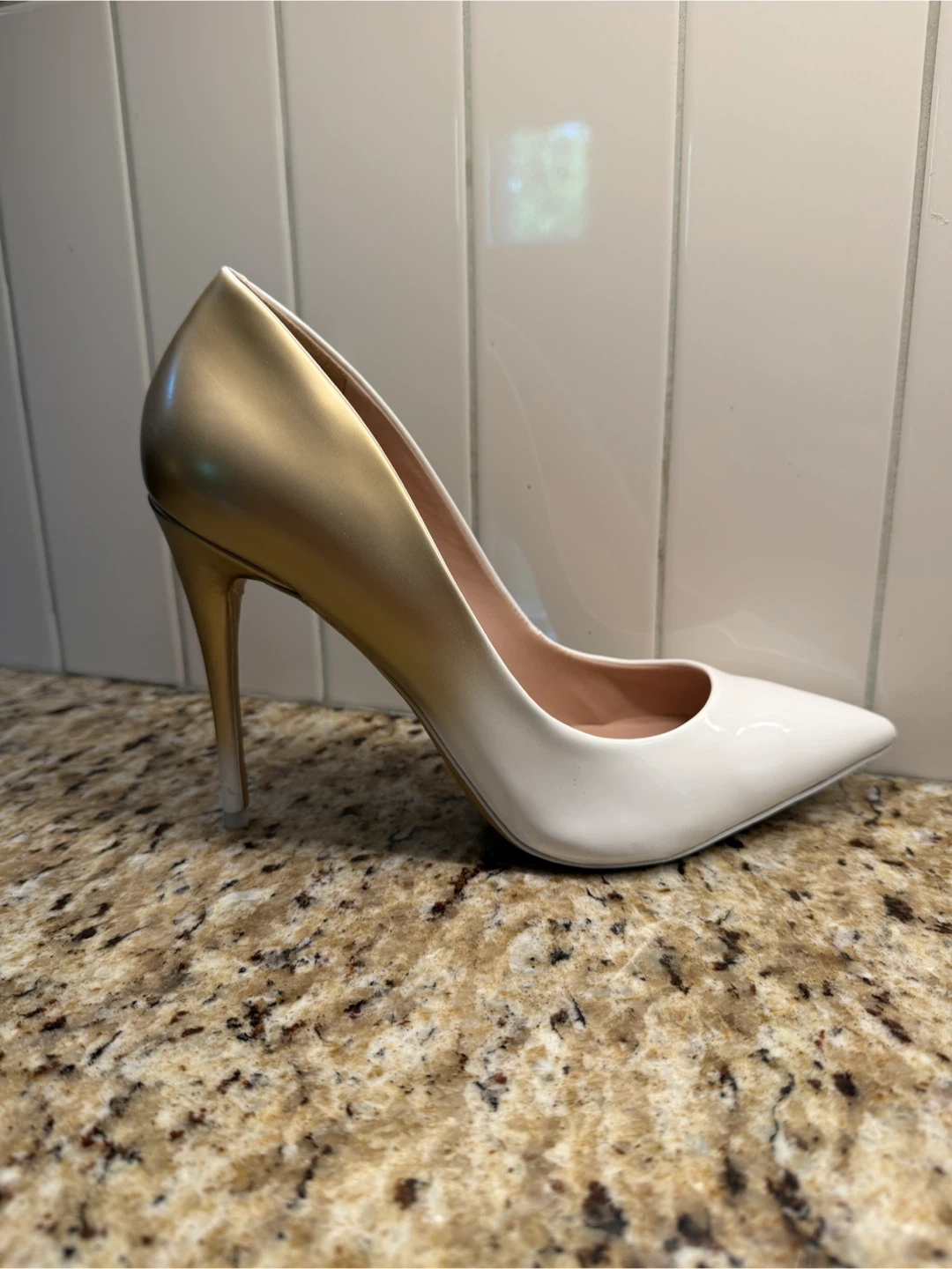 Women's White and Gold High Heel Pumps - photo 3