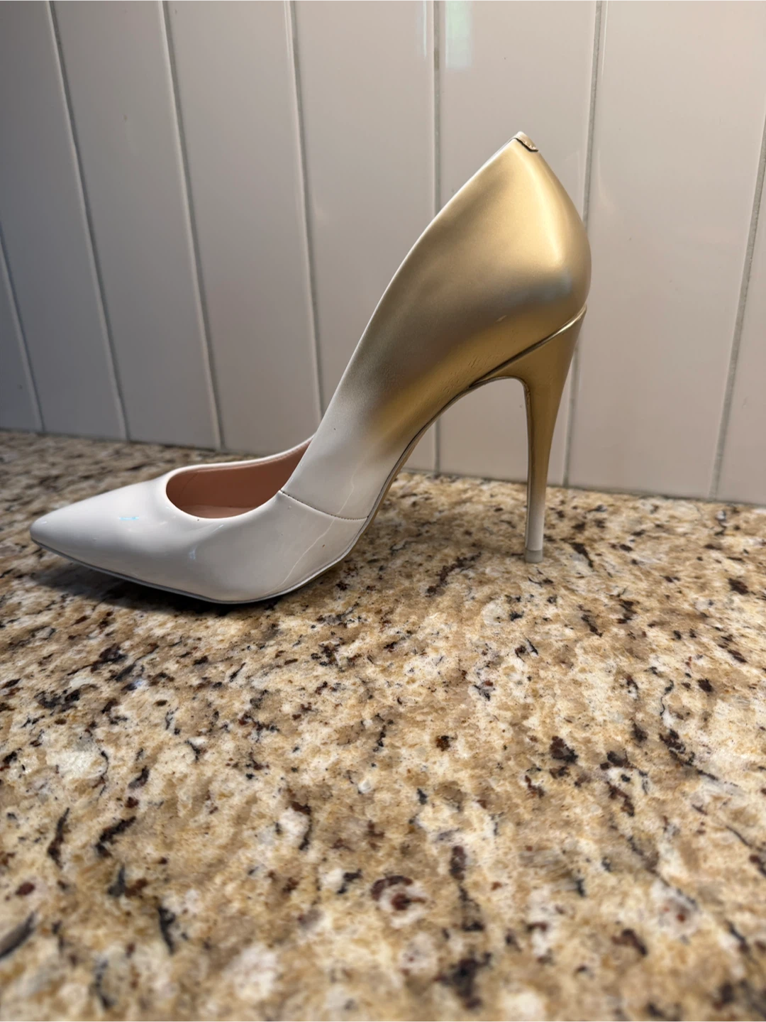 Women's White and Gold High Heel Pumps - photo 4